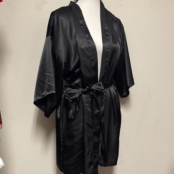 Black Satin Robe - Picture 2 of 2